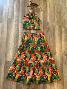 Tropical Halter Maxi Dress